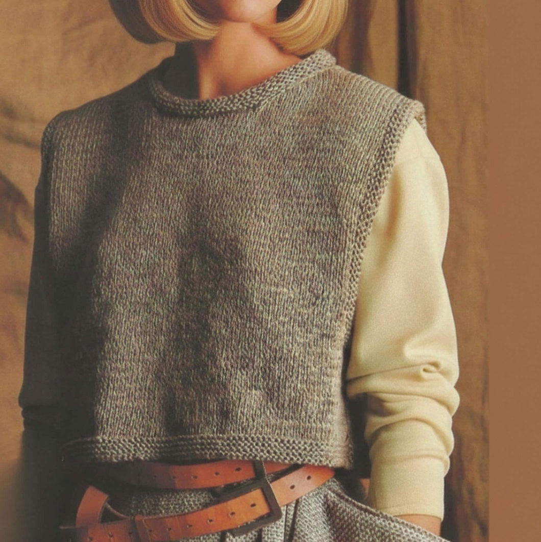Easy Beginner Women's Round Neck  cropped Top Sleeveless Sweater Jumper Vest Slipover 32