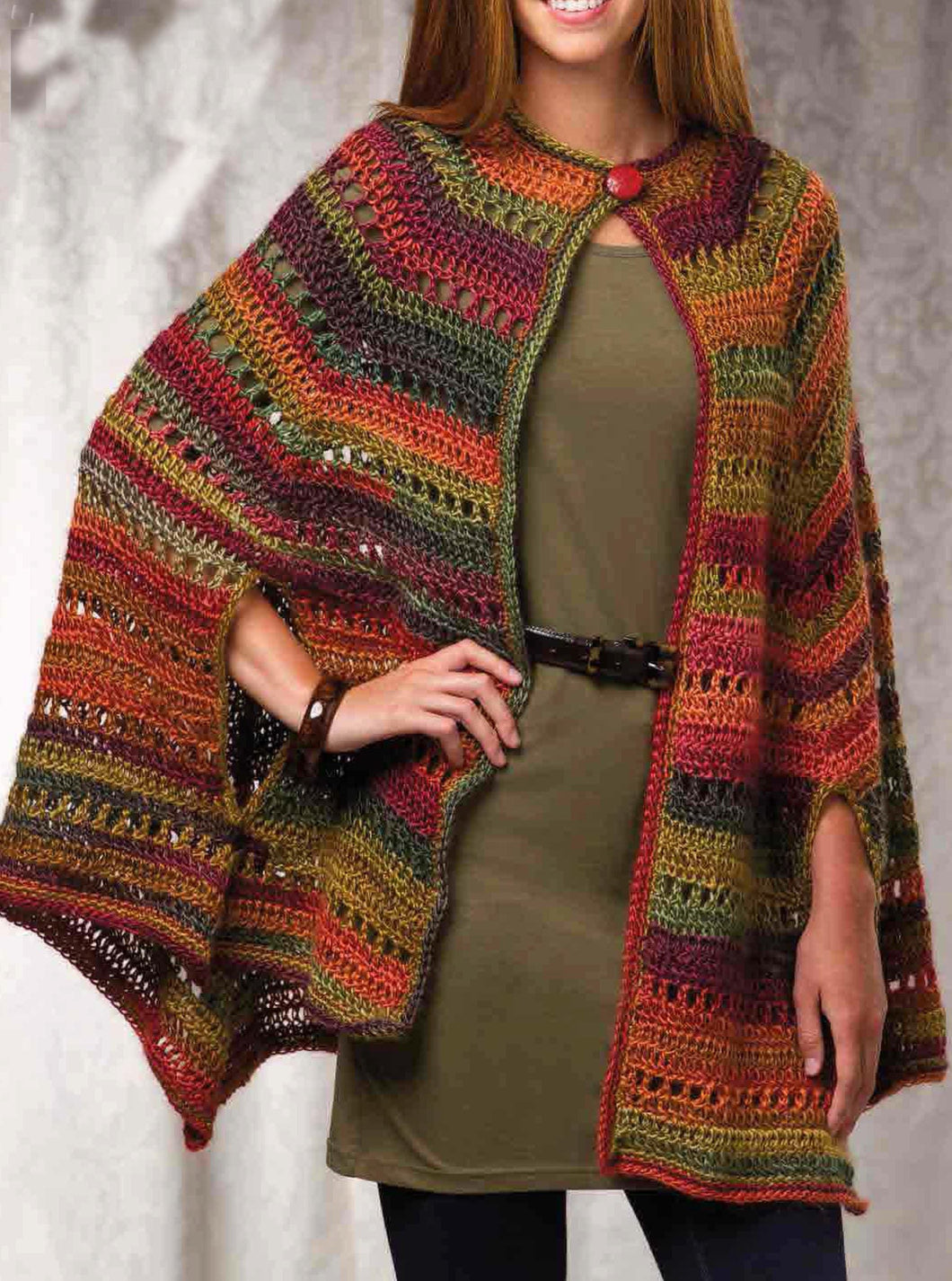 Woman's Crochet Textured Cape (One size)  Medium Worsted 4# Crochet Pattern PDF Download