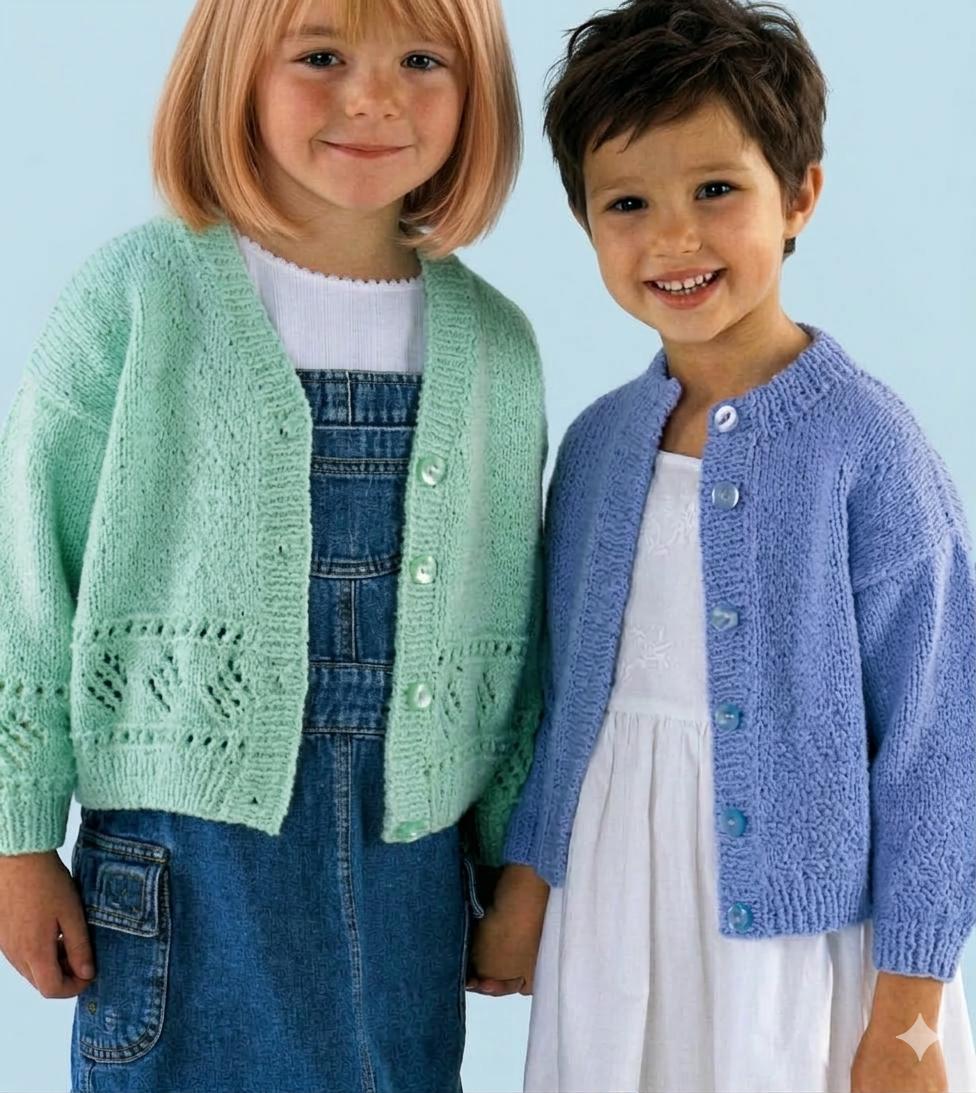 Girls Lacy Eyelet V Neck Cardigan Jacket or Round Neck Plain Cardigan 20-30