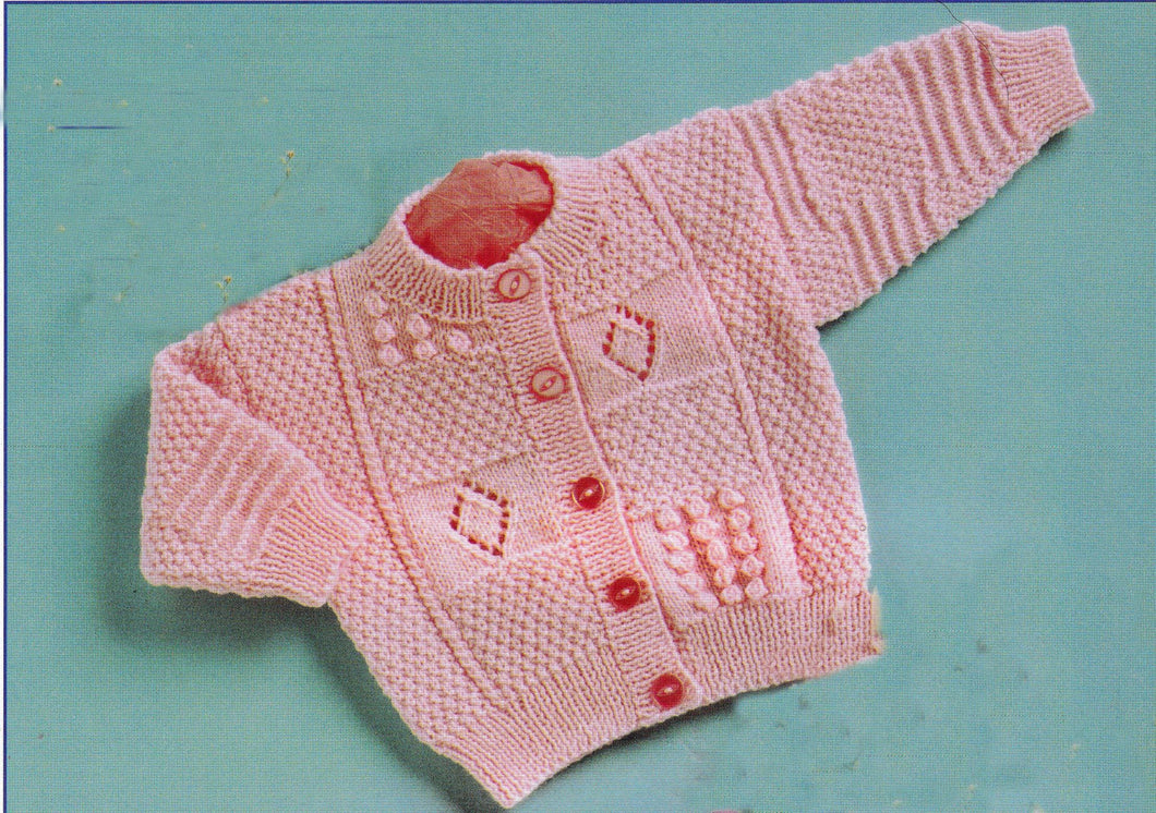 Baby Textured Cardigan & Sweater-Round neck -4 ply) 12 - 22