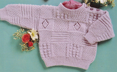 Baby Textured Cardigan & Sweater-Round neck - 4 ply) 12 - 22