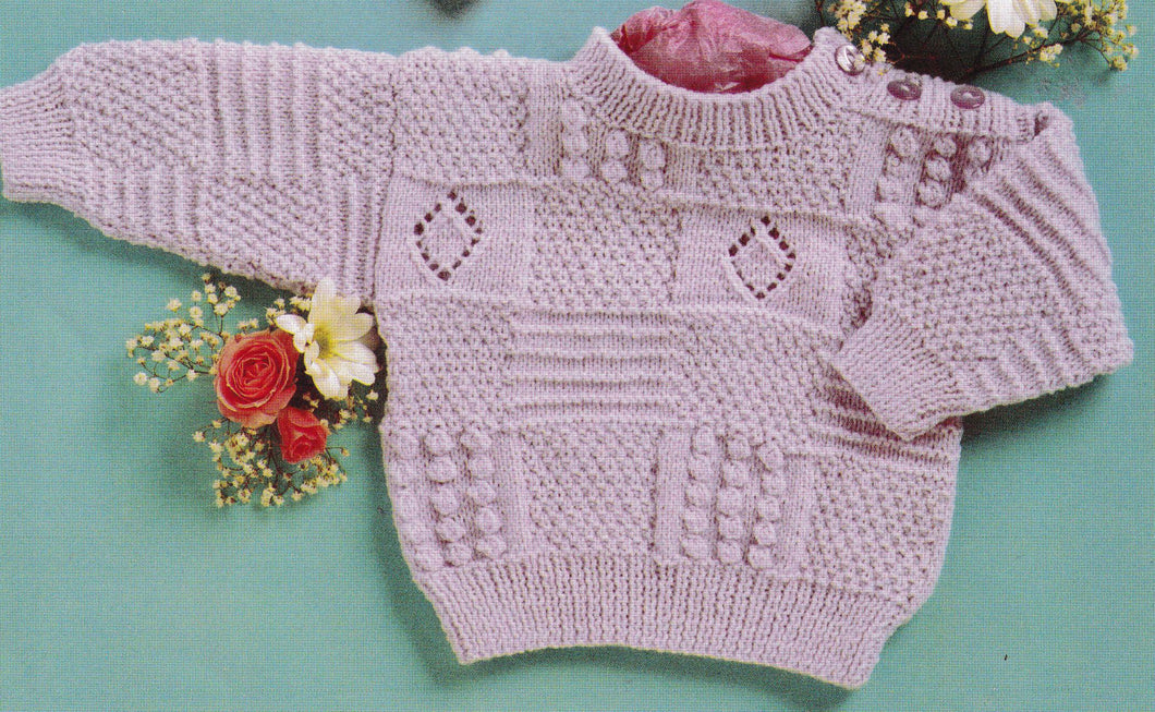 Baby Textured Cardigan & Sweater-Round neck - 4 ply) 12 - 22