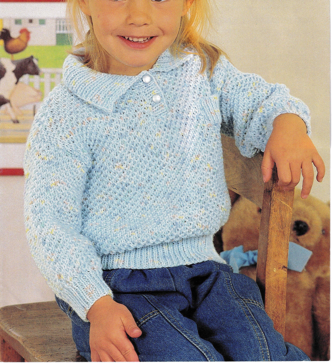 Boy's Girl's Textured Sweater with Collar & front opening 18