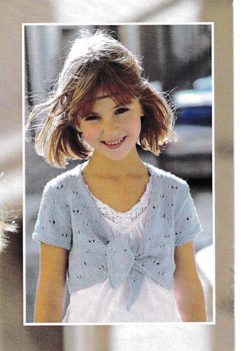 Girl's lacy Tie Front Cardigan Long/ Short sleeves, DK 8Ply Light worsted wool 22