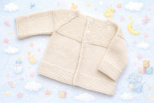 Baby Children’s Jacket Cardigan Garter Stitch Yoke Easy Stitches Newborn 0 -9 months ~ 3, 4 & DK 8 ply yarn Top down PDF Download