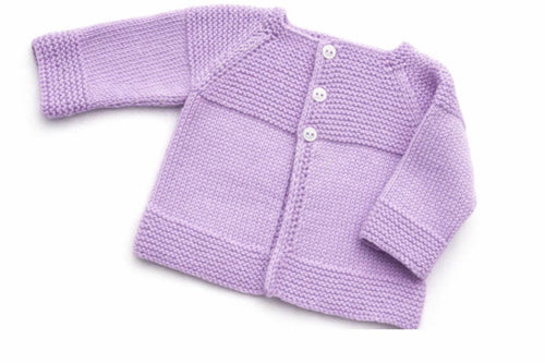 Baby Children’s Jacket Cardigan Garter Stitch Yoke Easy Stitches Newborn 0 -9 months ~ 3, 4 & DK 8 ply yarn Top down PDF Download