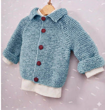 Simple easy Beginners Raglan Cardigan- Jacket with collar-  New baby -6 months, Garter stitch Knitting pattern Download PDF DK 8 PLY Yarn