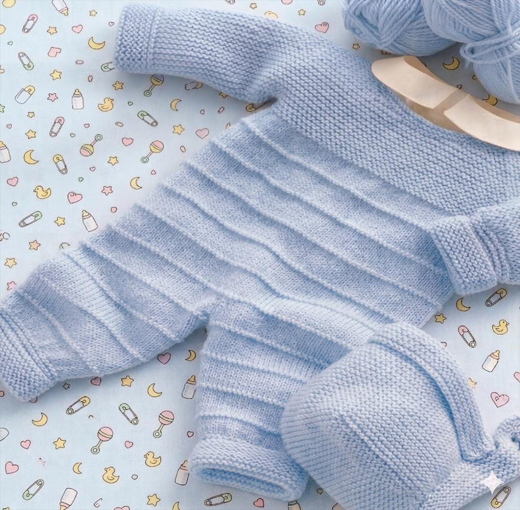 Popular  Easy baby All in one combination & Hat  DK ( 8PLY ) Yarn Fits from Birth up to 9 months- Knitting pattern  Download PDF