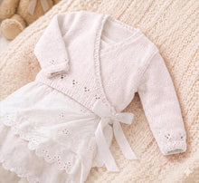 Baby Wrap over Cardigan Jacket Ballet Top Kimono ~ 0 - 6 months -4 Ply PDF Instant download Knitting Pattern