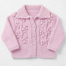 Childs Cardigan Bobble Moss stitch - collar- DK-  8 Ply light Worsted wool  -Knitting Pattern- PDF- Digital Download 16 - 26"