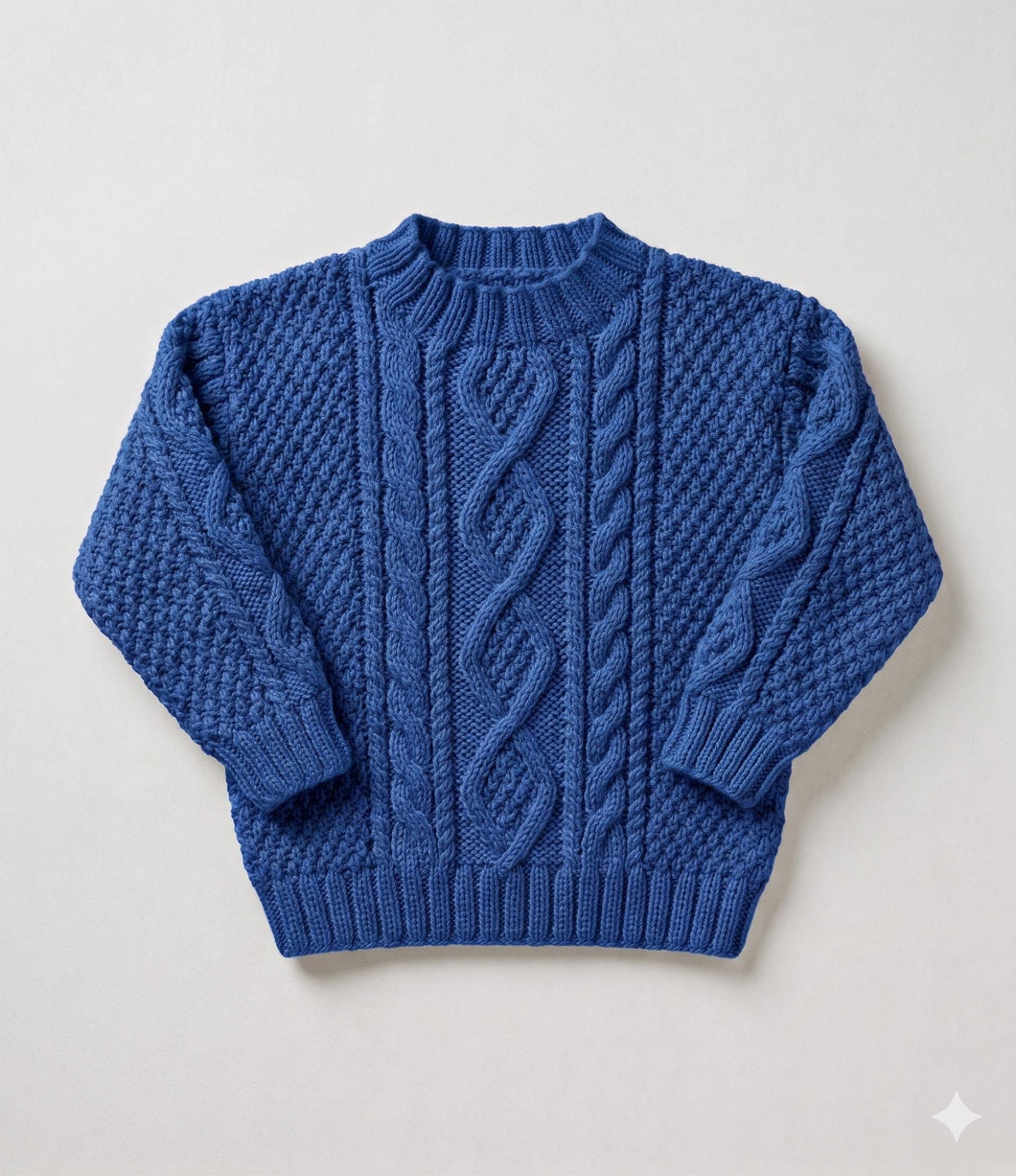 Girls Boys Round Neck Cable Sweater-& Hooded Sweater Knitting Pattern- DK -8Ply Light worsted wool- Download-16-26