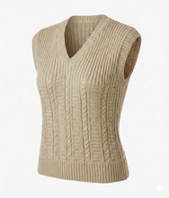 Womans V Neck slipover Cable Ribbed design -Cap Sleeves Jumper  32"-40" DK 8 PLY Wool Knitting Pattern PDF instant download sweater vest