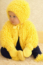 Baby Easy Loopy Cardigan- Jacket~ Bootees Mitts & Hat  to knit in DK 8Ply Light Worsted  18" - 22" Download PDF Knitting pattern