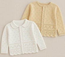 Girls Fancy Lacy Eyelet Round Neck or Collar Raglan Cardigan Jacket 22-32" ~ DK 8 Ply Light Worsted Knitting Pattern pdf Instant Download