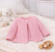 Baby Girl's Eyelet lacy  garter stitch edge cardigans Long short sleeves- fits 16 - 26" chest (0-7 years) Download PDF 4ply Fingering wool