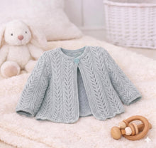 Baby Girl's Eyelet lacy  garter stitch edge cardigans Long short sleeves- fits 16 - 26" chest (0-7 years) Download PDF 4ply Fingering wool