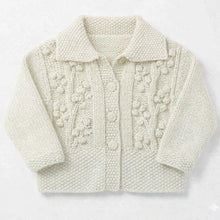 Childs Cardigan Bobble Moss stitch - collar- DK-  8 Ply light Worsted wool  -Knitting Pattern- PDF- Digital Download 16 - 26"
