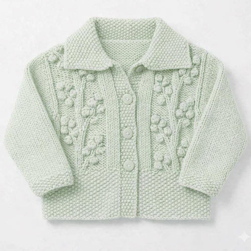Childs Cardigan Bobble Moss stitch - collar- DK-  8 Ply light Worsted wool  -Knitting Pattern- PDF- Digital Download 16 - 26