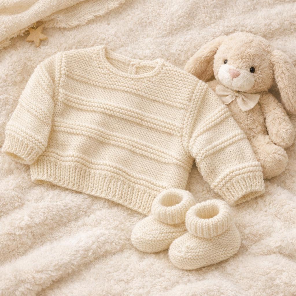 Popular Very Easy baby Jumper and Socks DK ( 8PLY ) Yarn Fits from 3 months up to 9 months- Knitting pattern  Download PDF