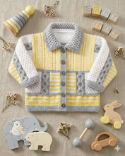 Baby Textured Cardigan with collar  Boys Girls Toddler DK ( 8PLY ) Yarn Fits 16" - 24"  (0-5 years)  Knitting pattern  Download PDF
