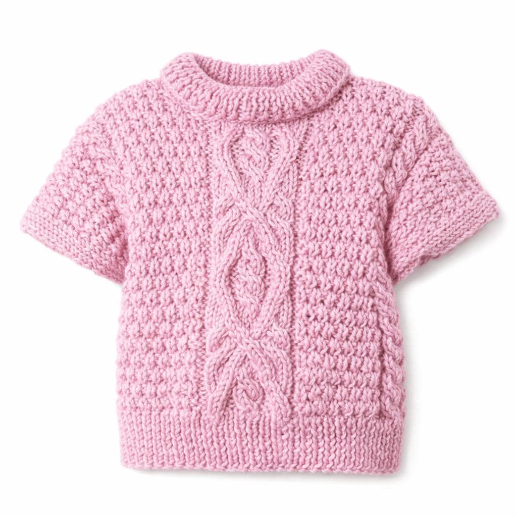 Child's Cable  Pullover short sleeved Knitting Pattern - Aran 10 Ply Worsted3-10 years)  Download PDF