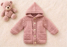 Baby Hooded Jacket Aran 10 Ply  Knit fits 3months- 24 Months- Knits up quick- Knitting pattern download PDF