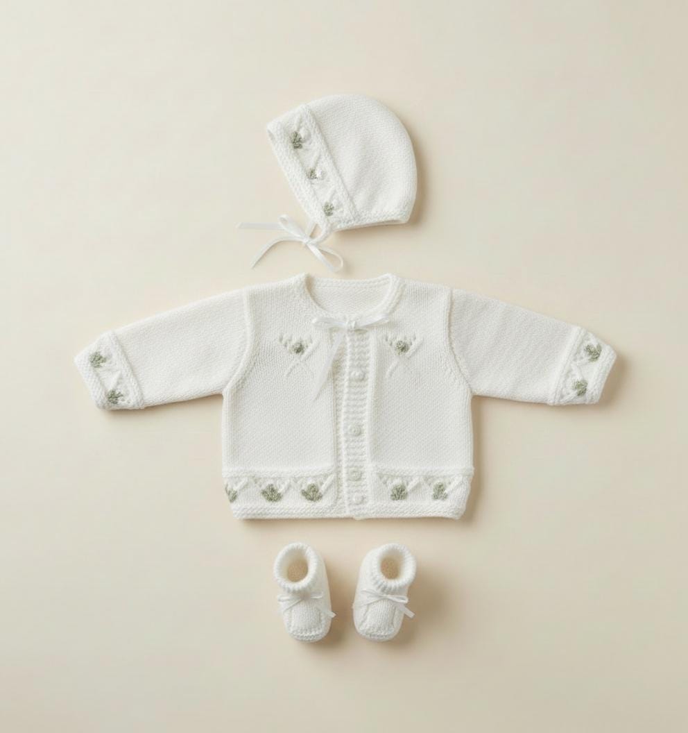 Baby Jacket with Bobbles  Hat &  boots- socks-Boys Girls Toddler DK ( 8PLY ) Premature  14