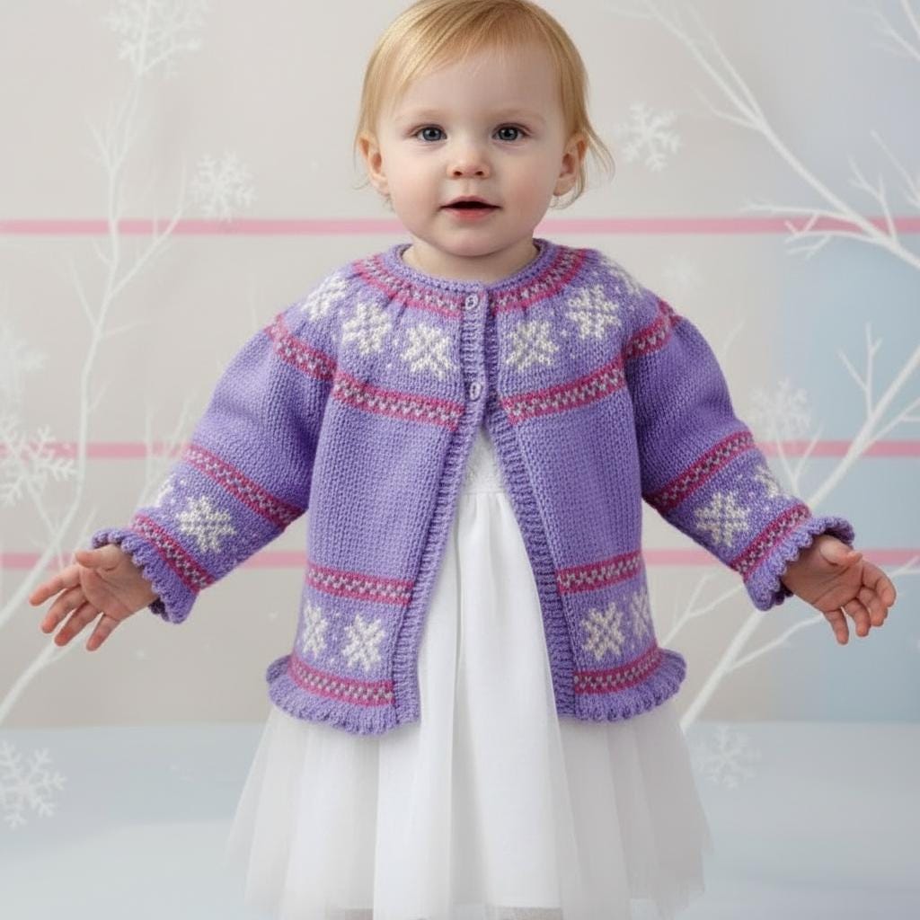 Yoked Snowflake Motif Cardigan - Christmas Knitting Pattern DK (8ply) 18 - 21